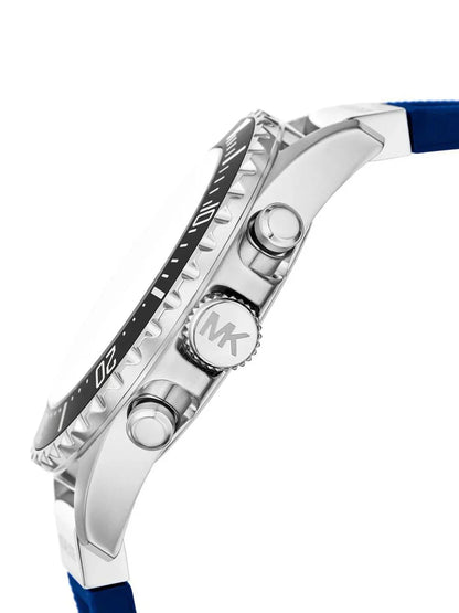 Michael Kors Everest MKO1160 Men’s Chronograph Watch – Black Dial, Blue Silicone Strap, 45mm Quartz