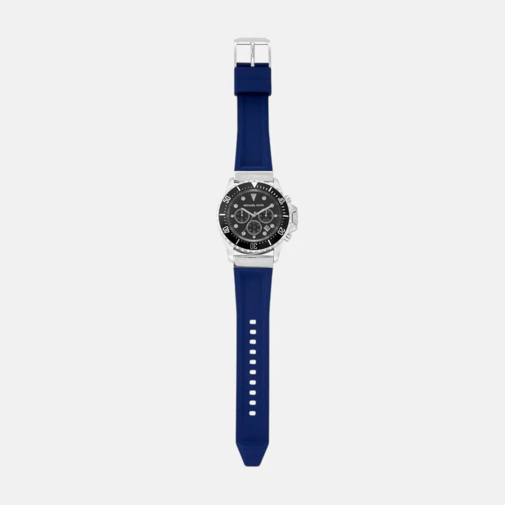 Michael Kors Everest MKO1160 Men’s Chronograph Watch – Black Dial, Blue Silicone Strap, 45mm Quartz