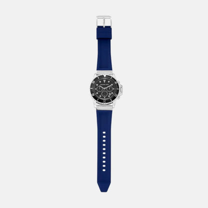 Michael Kors Everest MKO1160 Men’s Chronograph Watch – Black Dial, Blue Silicone Strap, 45mm Quartz