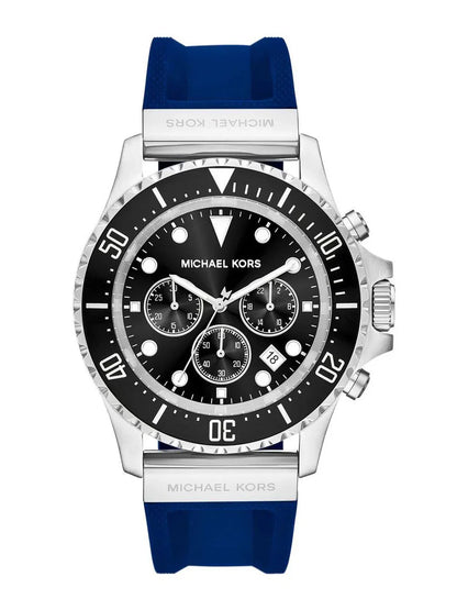 Michael Kors Everest MKO1160 Men’s Chronograph Watch – Black Dial, Blue Silicone Strap, 45mm Quartz