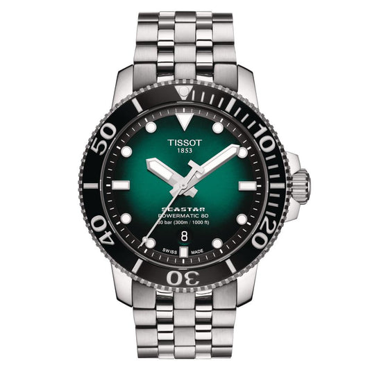 Tissot T1204071109101 Seastar 1000 Powermatic 80 | Green Dial Automatic Diver Watch | 300m Swiss Made Luxury Watch