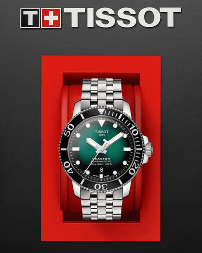 Tissot T1204071109101 Seastar 1000 Powermatic 80 | Green Dial Automatic Diver Watch | 300m Swiss Made Luxury Watch