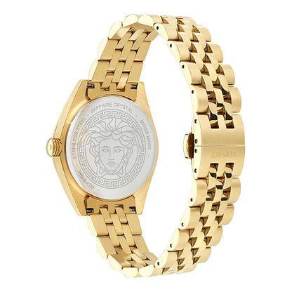 Versace VE8I00724 V-Code Women’s Watch | Black Dial Gold Stainless Steel Strap | Swiss Quartz 36mm Luxury Watch