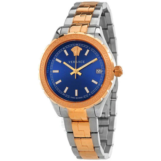 Versace V12060017 Hellenyium Women’s Watch | Blue Dial Two-Tone Stainless Steel | Swiss Quartz 35mm Luxury Watch