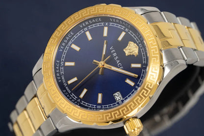 Versace V12060017 Hellenyium Women’s Watch | Blue Dial Two-Tone Stainless Steel | Swiss Quartz 35mm Luxury Watch