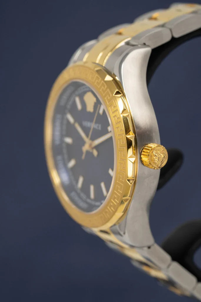 Versace V12060017 Hellenyium Women’s Watch | Blue Dial Two-Tone Stainless Steel | Swiss Quartz 35mm Luxury Watch