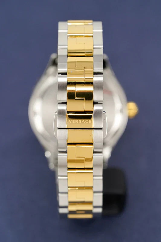 Versace V12050015 Hellenyium Women’s Watch | Green Dial Two-Tone Stainless Steel | Swiss Quartz 35mm Luxury Watch