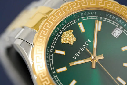 Versace V12050015 Hellenyium Women’s Watch | Green Dial Two-Tone Stainless Steel | Swiss Quartz 35mm Luxury Watch
