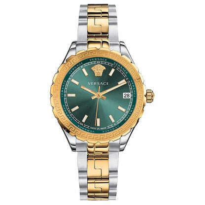Versace V12050015 Hellenyium Women’s Watch | Green Dial Two-Tone Stainless Steel | Swiss Quartz 35mm Luxury Watch