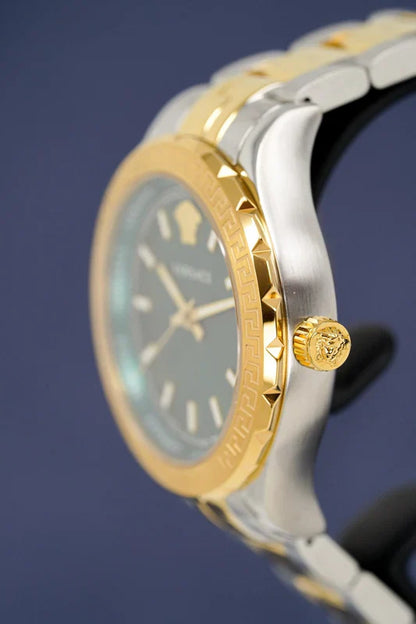Versace V12050015 Hellenyium Women’s Watch | Green Dial Two-Tone Stainless Steel | Swiss Quartz 35mm Luxury Watch